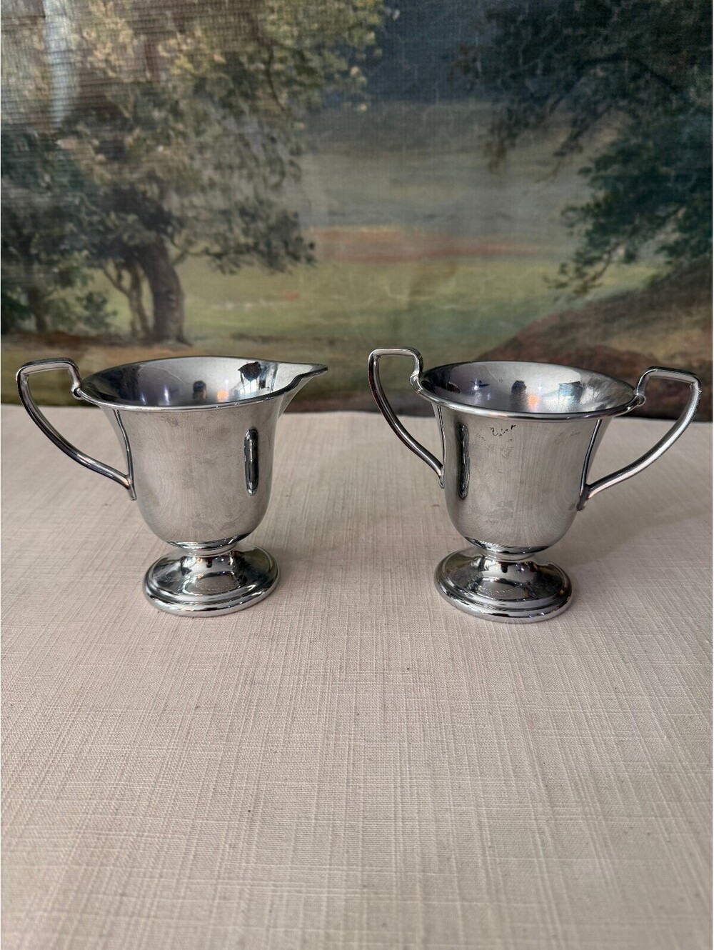 Pair of Silver Tone Handled Cups